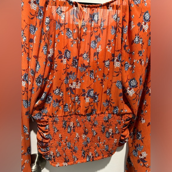 Floral Orange Roused Loose-Sleeve Top - Picture 3 of 5